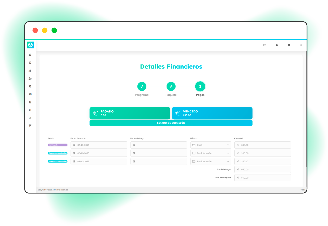 Control of payments, collections and billing